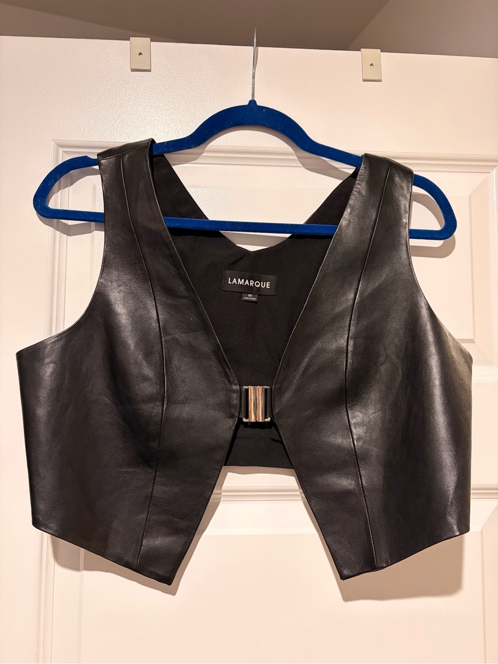 Lamarque Black Leather Vest - Sleeveless Cropped Top